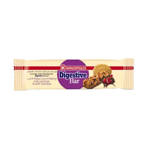 Papadopoulos Digestive Bar With Red Fruits & Milk Chocolate 28Gm.