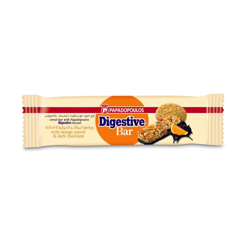 Papadopoulos Digestive Bar W/Orange Pieces & Dark Cho. 28Gm.