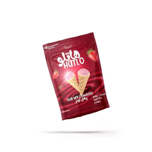 Hatlo Waffle Cones With Strawberry Filled 100Gm