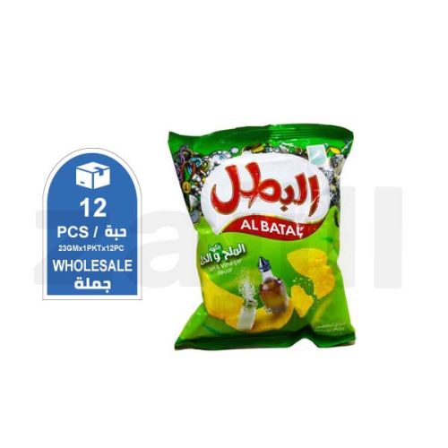 رقائق بطاطس البطل بنكهة الملح والخل23 جرام