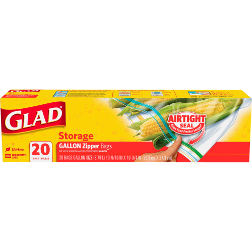 Glad Zipper Storage Bags Large 20'S